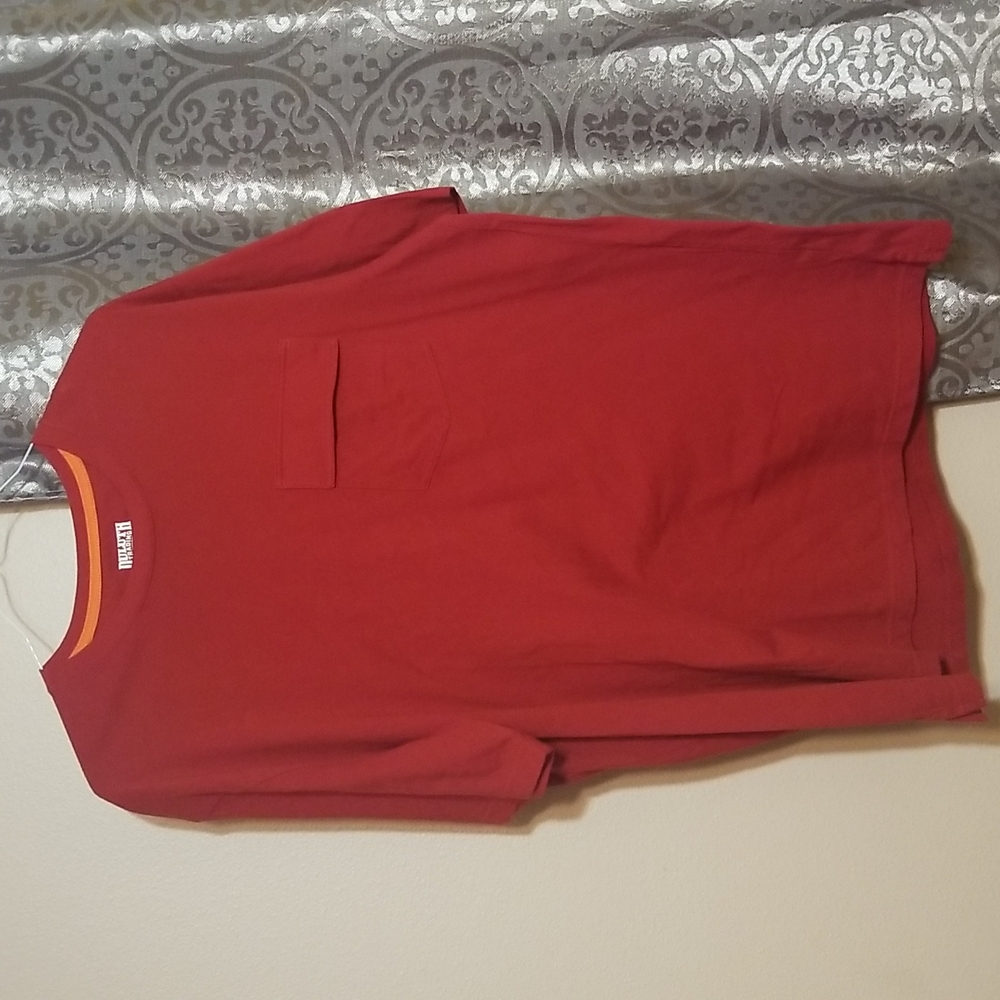 Large Red 100%Cotton Tshirt with a Pocket upfront